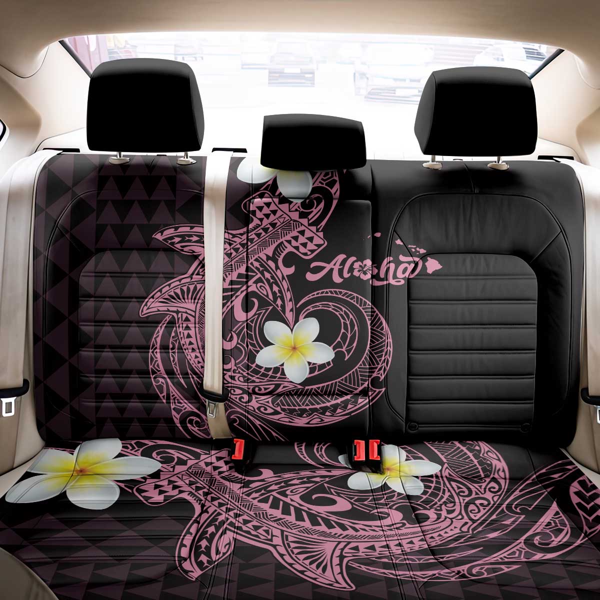 Aloha Hammerhead Shark Back Car Seat Cover Vivacious Pink Hawaiian Kakau Tribal Tattoo LT9 - Polynesian Pride
