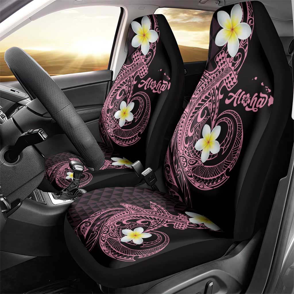 Aloha Hammerhead Shark Car Seat Cover Vivacious Pink Hawaiian Kakau Tribal Tattoo LT9 - Polynesian Pride