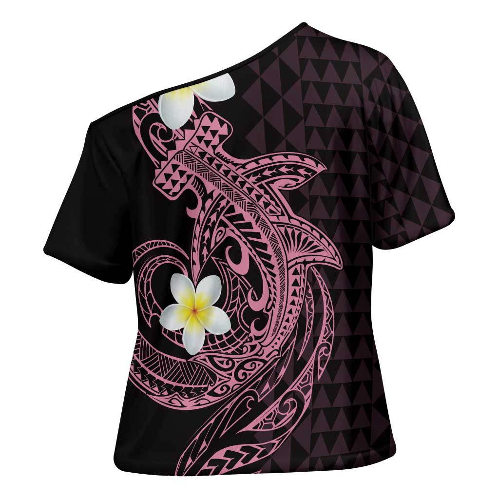 Aloha Hammerhead Shark Cross Shoulder Shirt Vivacious Pink Hawaiian Kakau Tribal Tattoo LT9 - Polynesian Pride
