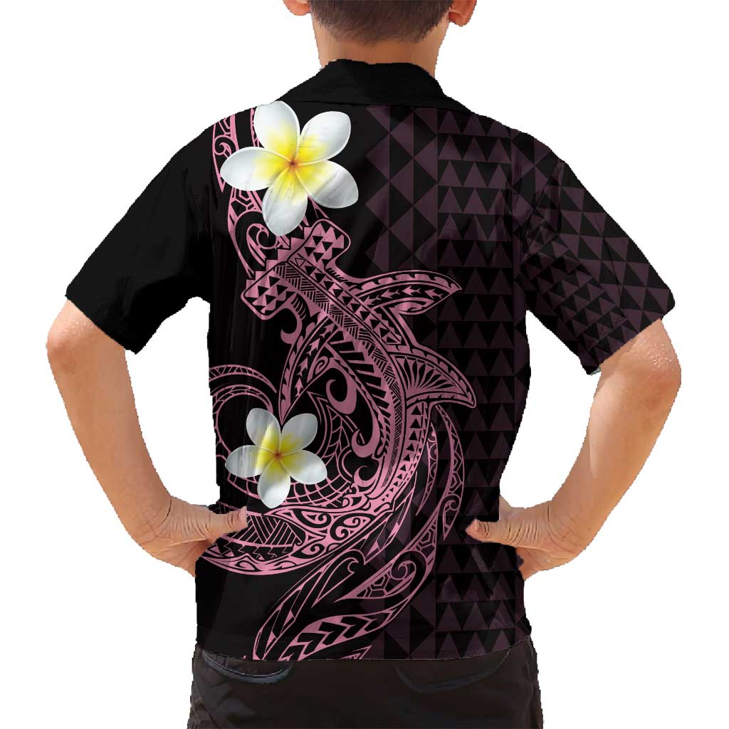 Aloha Hammerhead Shark Family Matching Long Sleeve Bodycon Dress and Hawaiian Shirt Vivacious Pink Hawaiian Kakau Tribal Tattoo LT9 - Polynesian Pride