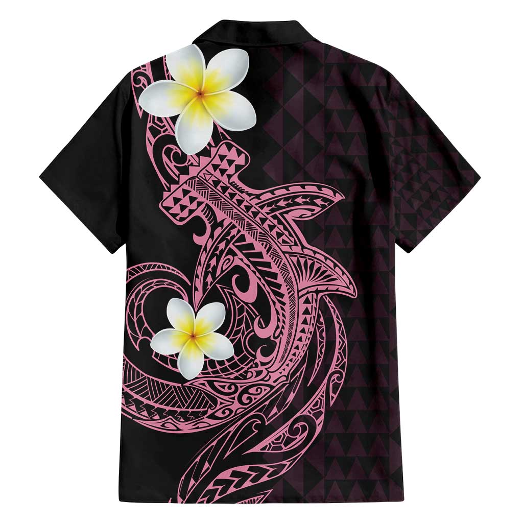 Aloha Hammerhead Shark Family Matching Off Shoulder Maxi Dress and Hawaiian Shirt Vivacious Pink Hawaiian Kakau Tribal Tattoo LT9 - Polynesian Pride