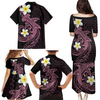 Aloha Hammerhead Shark Family Matching Puletasi and Hawaiian Shirt Vivacious Pink Hawaiian Kakau Tribal Tattoo LT9 - Polynesian Pride