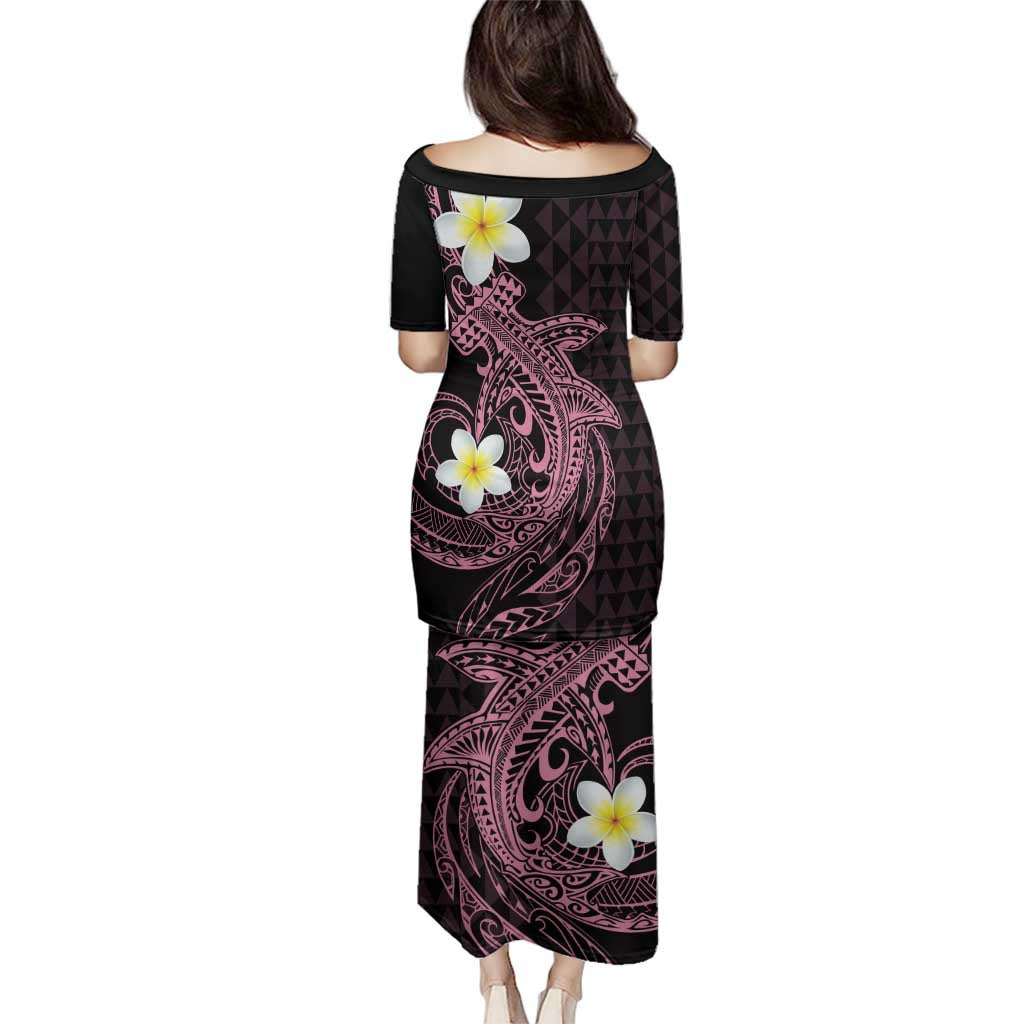 Aloha Hammerhead Shark Family Matching Puletasi and Hawaiian Shirt Vivacious Pink Hawaiian Kakau Tribal Tattoo LT9 - Polynesian Pride