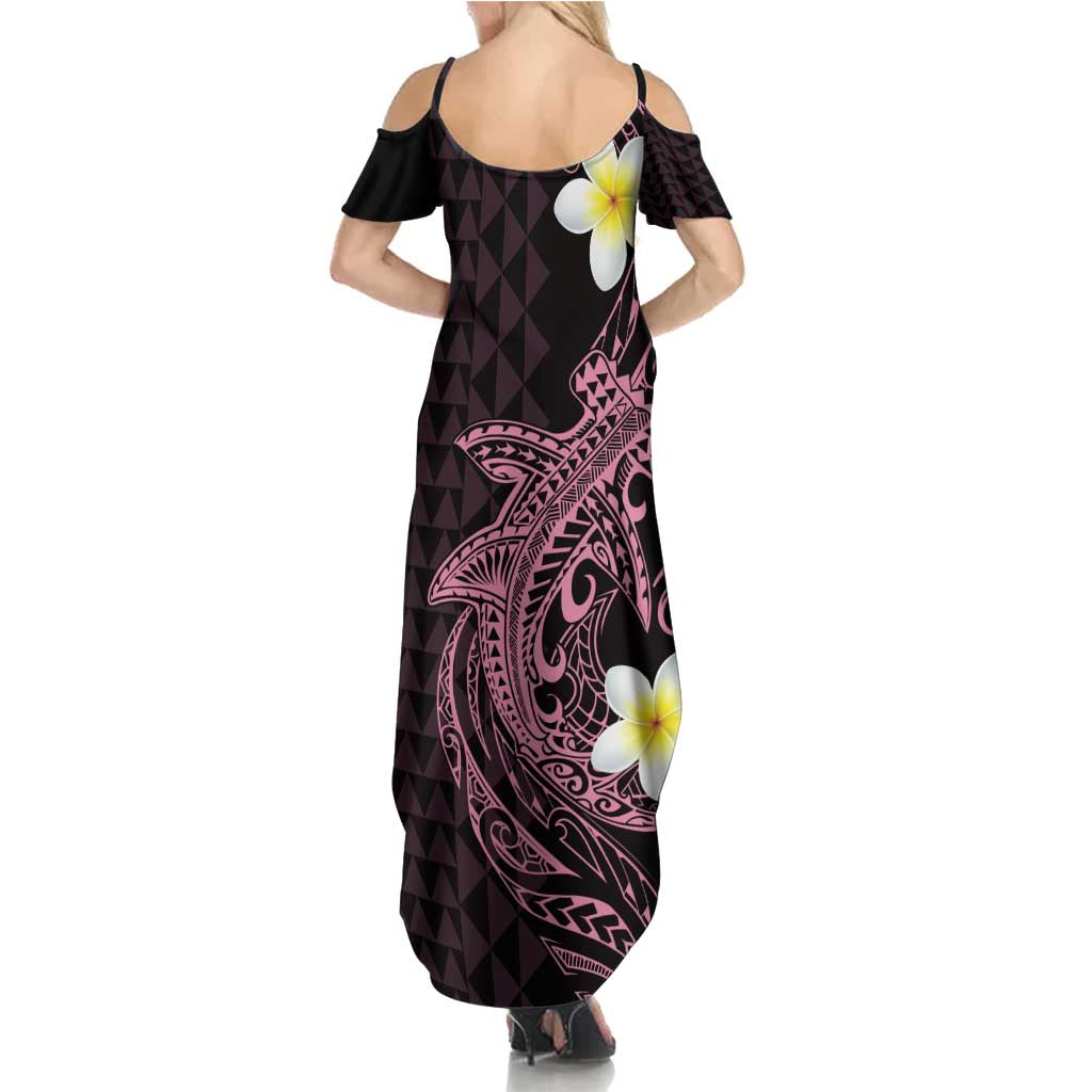 Aloha Hammerhead Shark Family Matching Summer Maxi Dress and Hawaiian Shirt Vivacious Pink Hawaiian Kakau Tribal Tattoo LT9 - Polynesian Pride