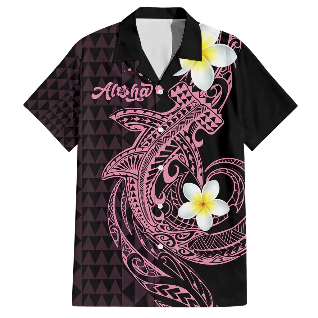Aloha Hammerhead Shark Hawaiian Shirt Vivacious Pink Hawaiian Kakau Tribal Tattoo LT9 Pink - Polynesian Pride
