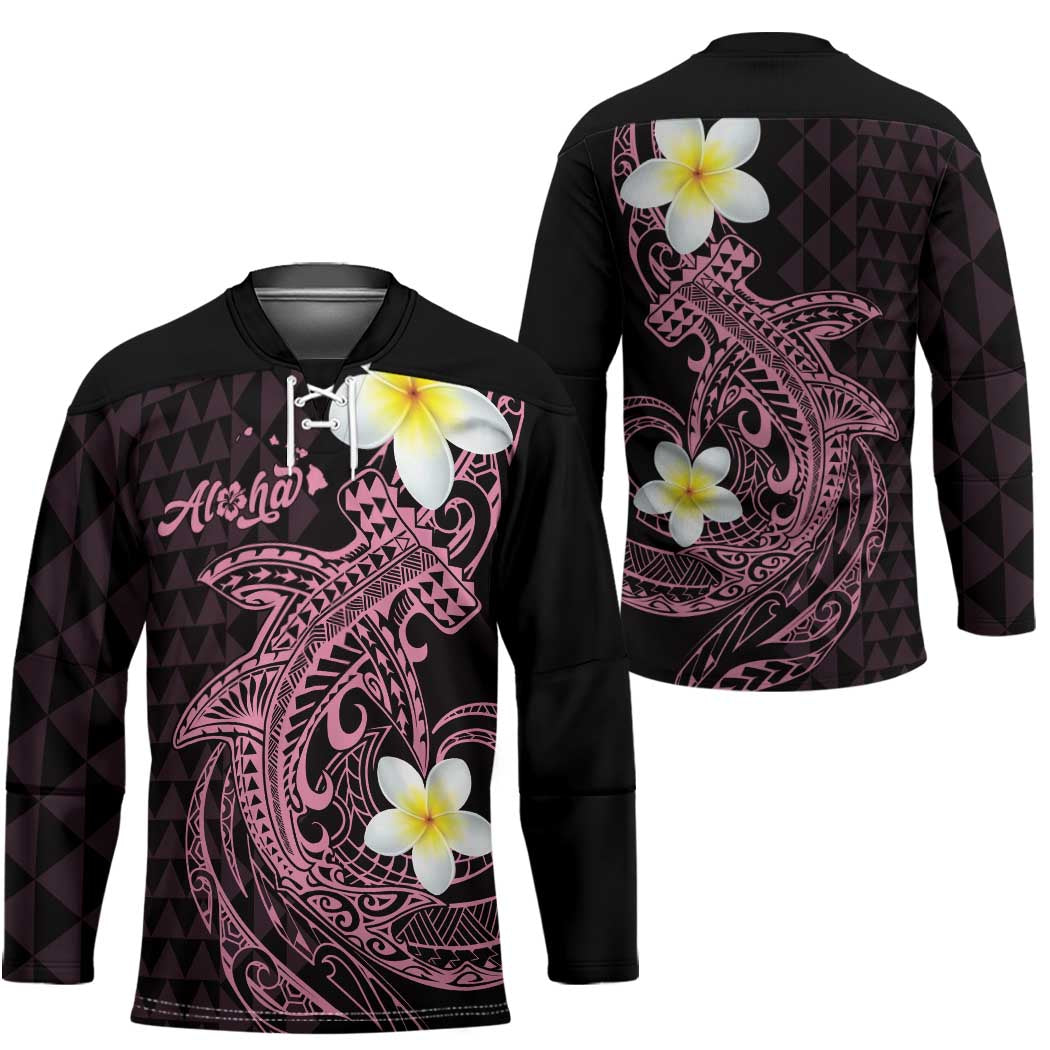 Aloha Hammerhead Shark Hockey Jersey Vivacious Pink Hawaiian Kakau Tribal Tattoo LT9 - Polynesian Pride