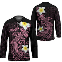 Aloha Hammerhead Shark Hockey Jersey Vivacious Pink Hawaiian Kakau Tribal Tattoo LT9 - Polynesian Pride