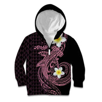 Aloha Hammerhead Shark Kid Hoodie Vivacious Pink Hawaiian Kakau Tribal Tattoo LT9 Zip Hoodie Pink - Polynesian Pride