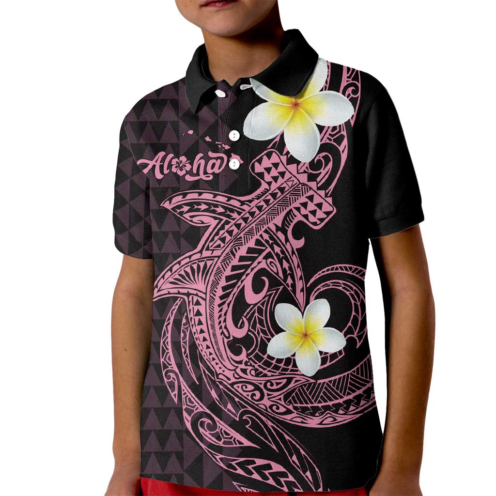 Aloha Hammerhead Shark Kid Polo Shirt Vivacious Pink Hawaiian Kakau Tribal Tattoo LT9 Kid Pink - Polynesian Pride