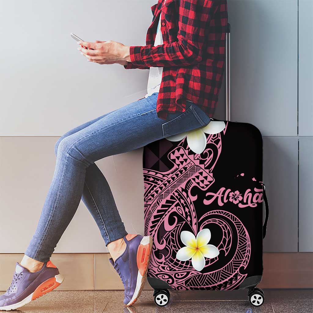 Aloha Hammerhead Shark Luggage Cover Vivacious Pink Hawaiian Kakau Tribal Tattoo LT9 - Polynesian Pride