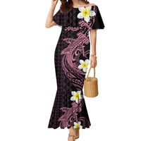 Aloha Hammerhead Shark Mermaid Dress Vivacious Pink Hawaiian Kakau Tribal Tattoo LT9 Women Pink - Polynesian Pride