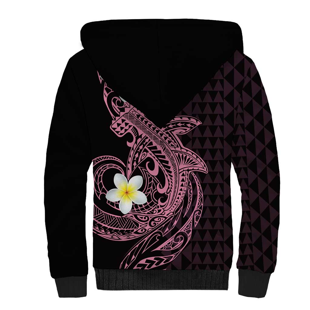 Aloha Hammerhead Shark Sherpa Hoodie Vivacious Pink Hawaiian Kakau Tribal Tattoo LT9 - Polynesian Pride