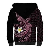 Aloha Hammerhead Shark Sherpa Hoodie Vivacious Pink Hawaiian Kakau Tribal Tattoo LT9 - Polynesian Pride