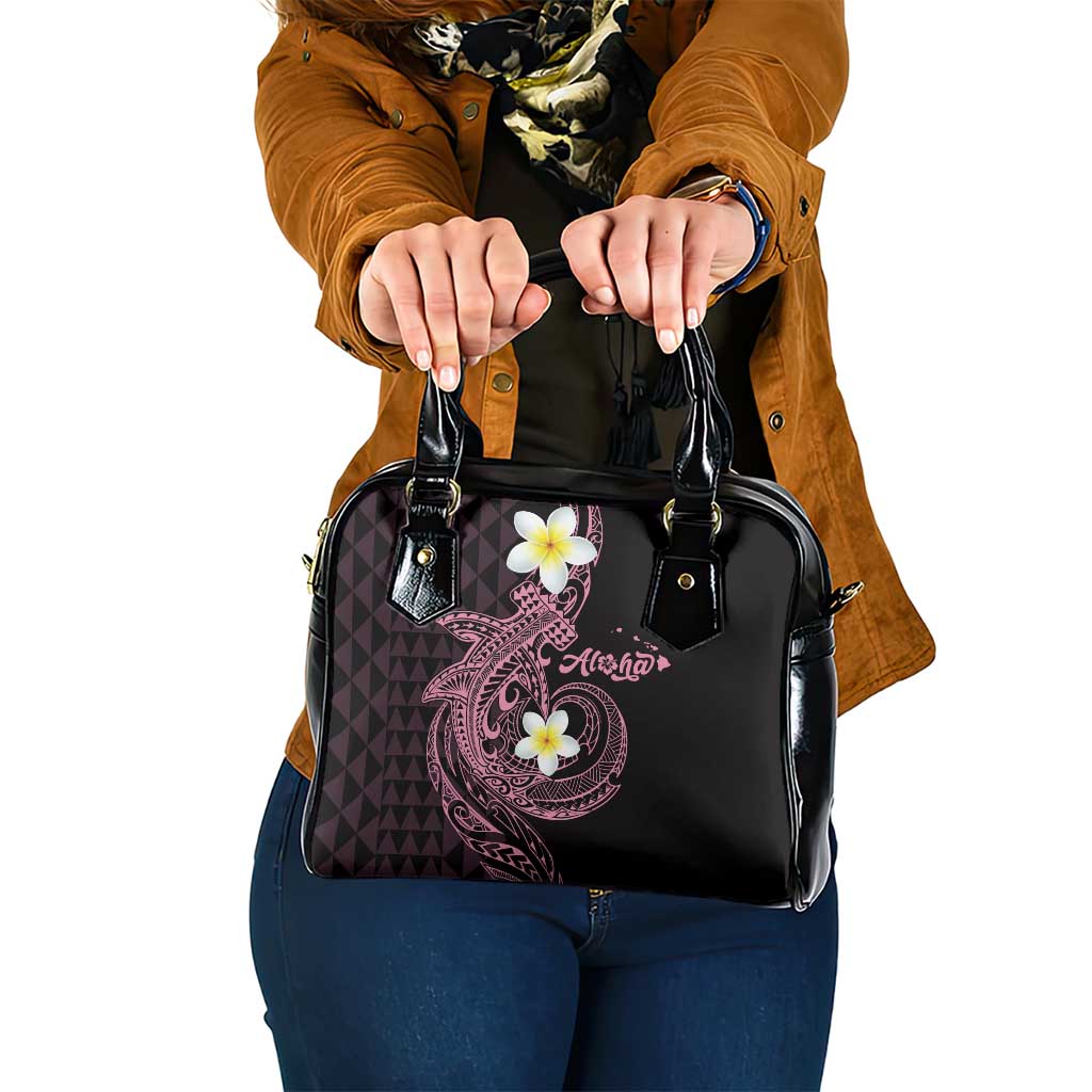 Aloha Hammerhead Shark Shoulder Handbag Vivacious Pink Hawaiian Kakau Tribal Tattoo