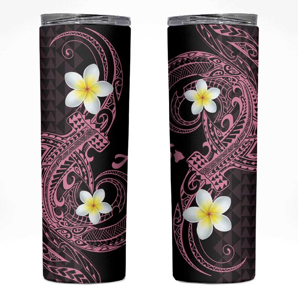 Aloha Hammerhead Shark Skinny Tumbler Vivacious Pink Hawaiian Kakau Tribal Tattoo LT9 Pink - Polynesian Pride