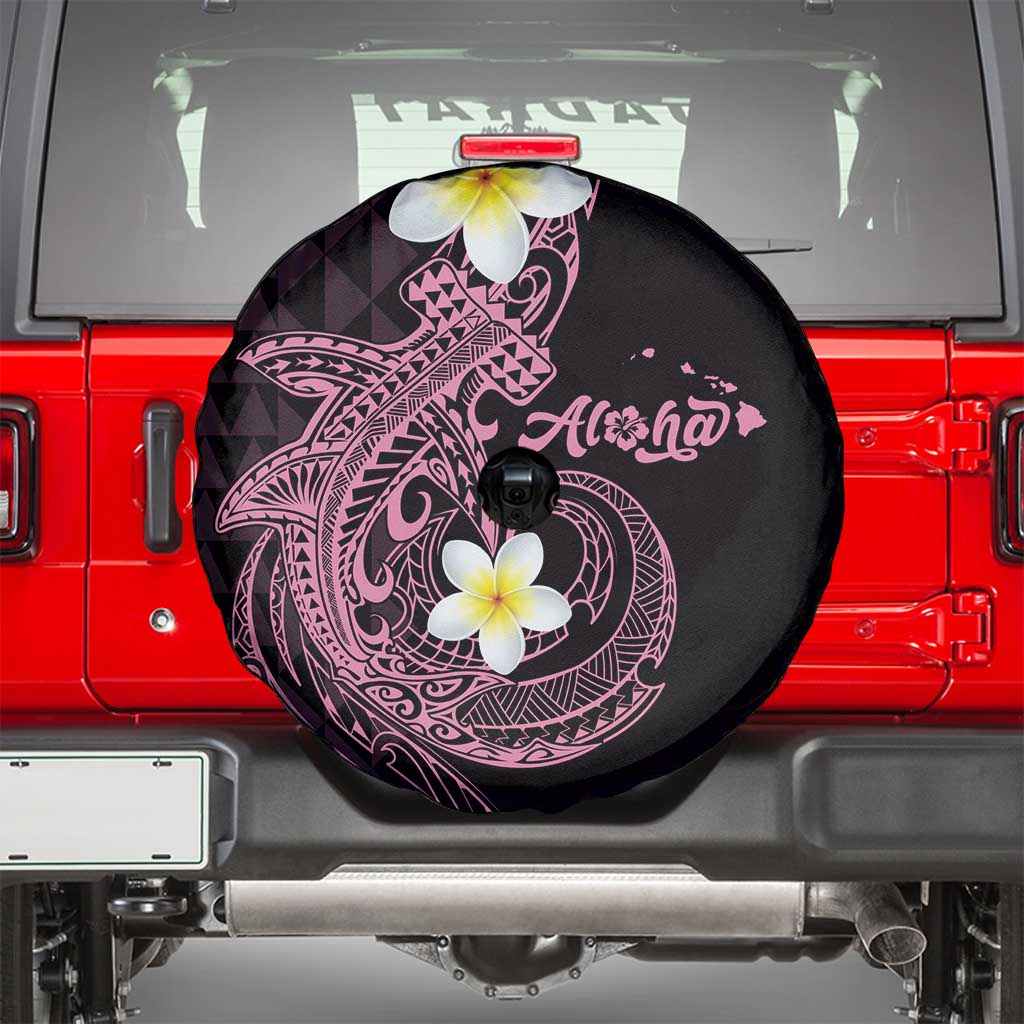 Aloha Hammerhead Shark Spare Tire Cover Vivacious Pink Hawaiian Kakau Tribal Tattoo LT9 - Polynesian Pride