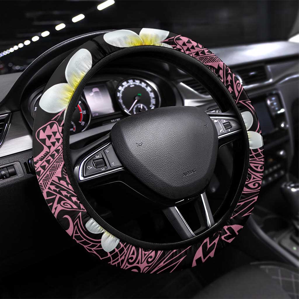 Aloha Hammerhead Shark Steering Wheel Cover Vivacious Pink Hawaiian Kakau Tribal Tattoo LT9 Universal Fit Pink - Polynesian Pride