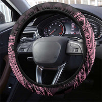 Aloha Hammerhead Shark Steering Wheel Cover Vivacious Pink Hawaiian Kakau Tribal Tattoo LT9 - Polynesian Pride