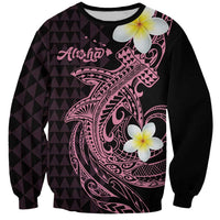 Aloha Hammerhead Shark Sweatshirt Vivacious Pink Hawaiian Kakau Tribal Tattoo LT9 Unisex Pink - Polynesian Pride