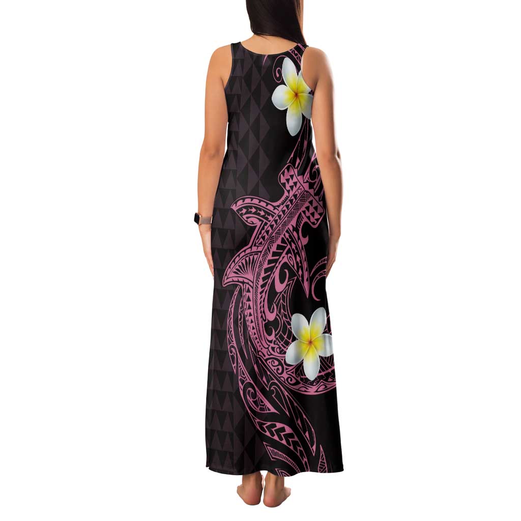 Aloha Hammerhead Shark Tank Maxi Dress Vivacious Pink Hawaiian Kakau Tribal Tattoo LT9 - Polynesian Pride