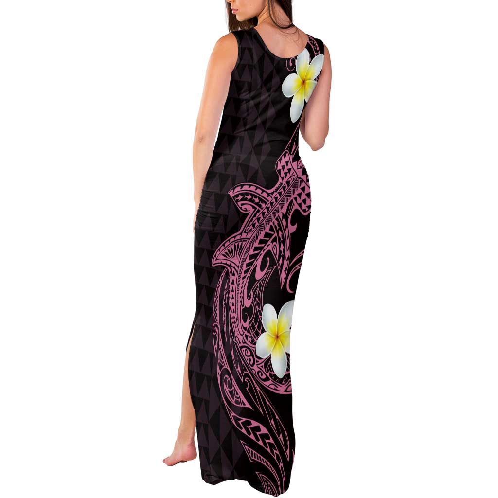 Aloha Hammerhead Shark Tank Maxi Dress Vivacious Pink Hawaiian Kakau Tribal Tattoo LT9 - Polynesian Pride