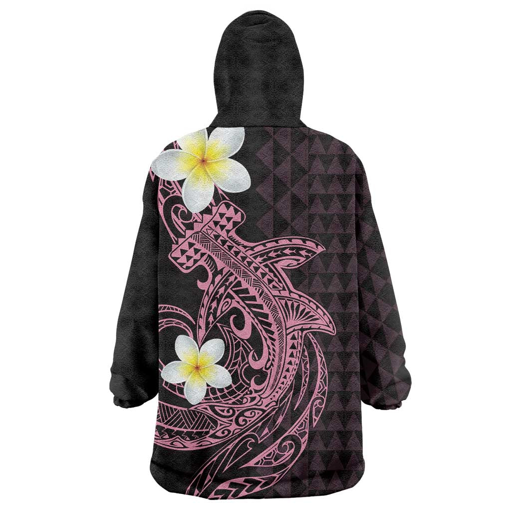 Aloha Hammerhead Shark Wearable Blanket Hoodie Vivacious Pink Hawaiian Kakau Tribal Tattoo LT9 - Polynesian Pride