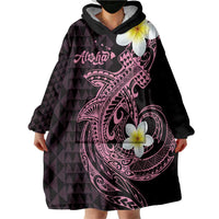 Aloha Hammerhead Shark Wearable Blanket Hoodie Vivacious Pink Hawaiian Kakau Tribal Tattoo LT9 - Polynesian Pride