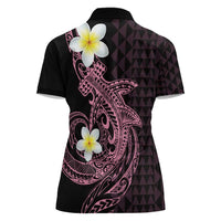 Aloha Hammerhead Shark Women Polo Shirt Vivacious Pink Hawaiian Kakau Tribal Tattoo LT9 - Polynesian Pride