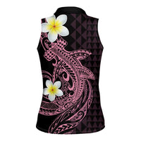 Aloha Hammerhead Shark Women Sleeveless Polo Shirt Vivacious Pink Hawaiian Kakau Tribal Tattoo LT9 - Polynesian Pride
