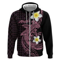 Aloha Hammerhead Shark Zip Hoodie Vivacious Pink Hawaiian Kakau Tribal Tattoo LT9 Zip Hoodie Pink - Polynesian Pride
