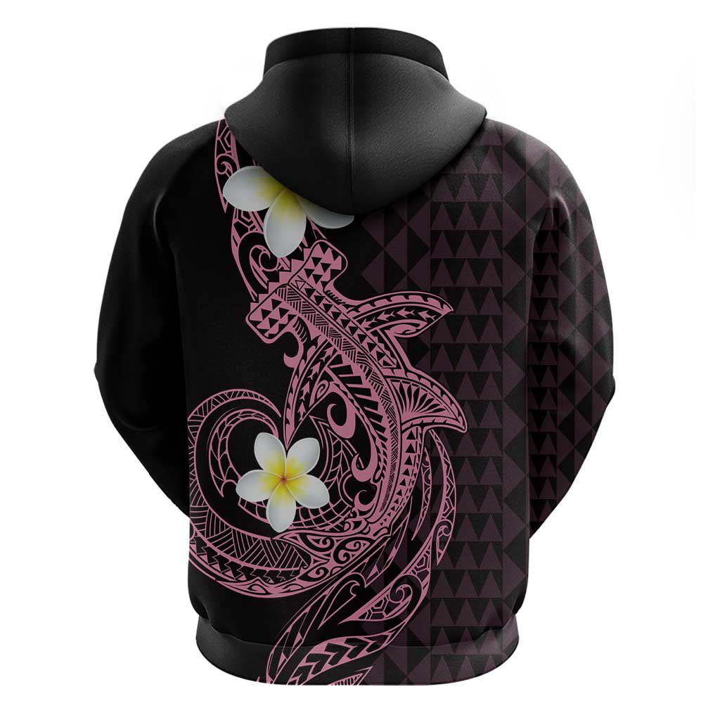 Aloha Hammerhead Shark Zip Hoodie Vivacious Pink Hawaiian Kakau Tribal Tattoo LT9 - Polynesian Pride