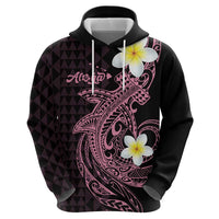 Aloha Hammerhead Shark Zip Hoodie Vivacious Pink Hawaiian Kakau Tribal Tattoo LT9 - Polynesian Pride