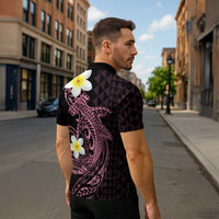 Aloha Hammerhead Shark Zipper Polo Shirt Vivacious Pink Hawaiian Kakau Tribal Tattoo LT9 - Polynesian Pride