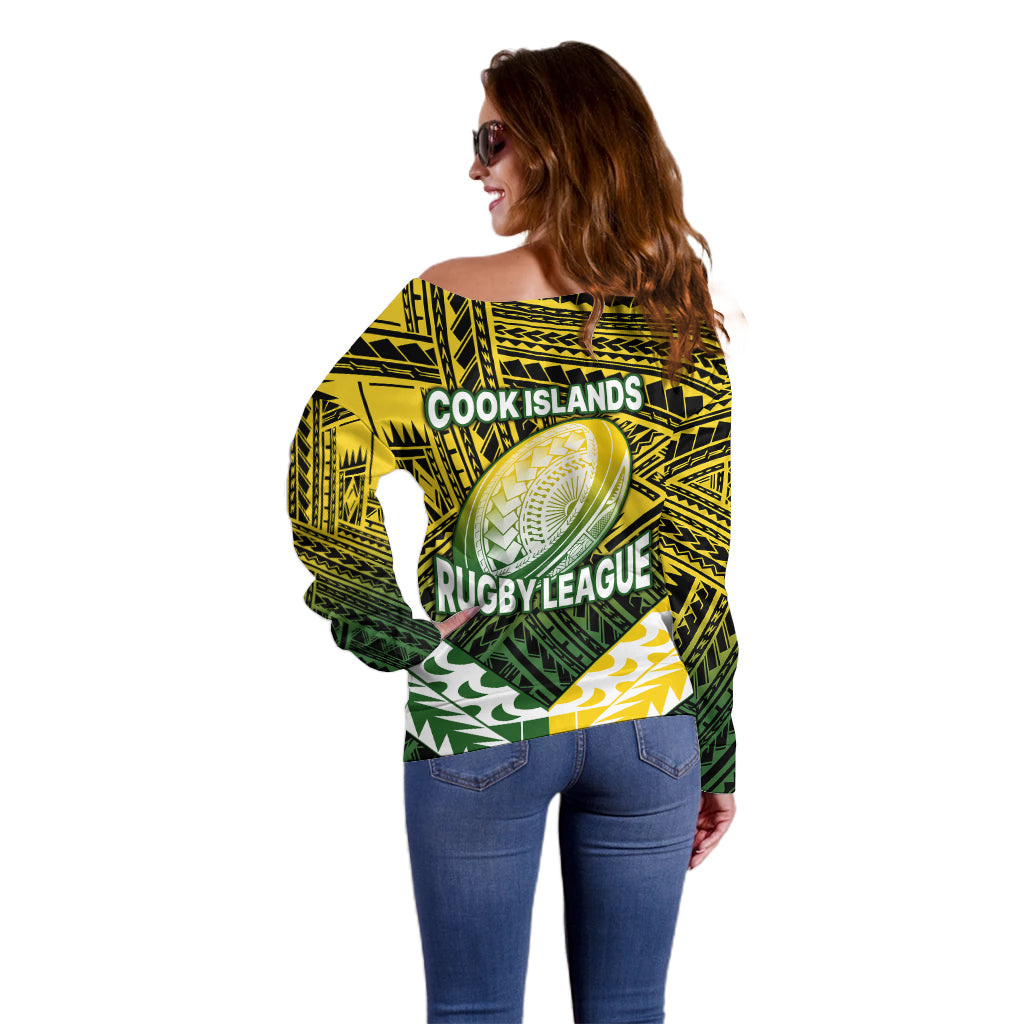 The Kuki's Cook Islands Rugby Off Shoulder Sweater Be Unique Vibe Black LT9 - Polynesian Pride