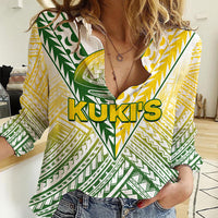 (Custom Text And Number) The Kuki's Cook Islands Rugby Women Casual Shirt Be Unique Vibe White LT9 Female White - Polynesian Pride