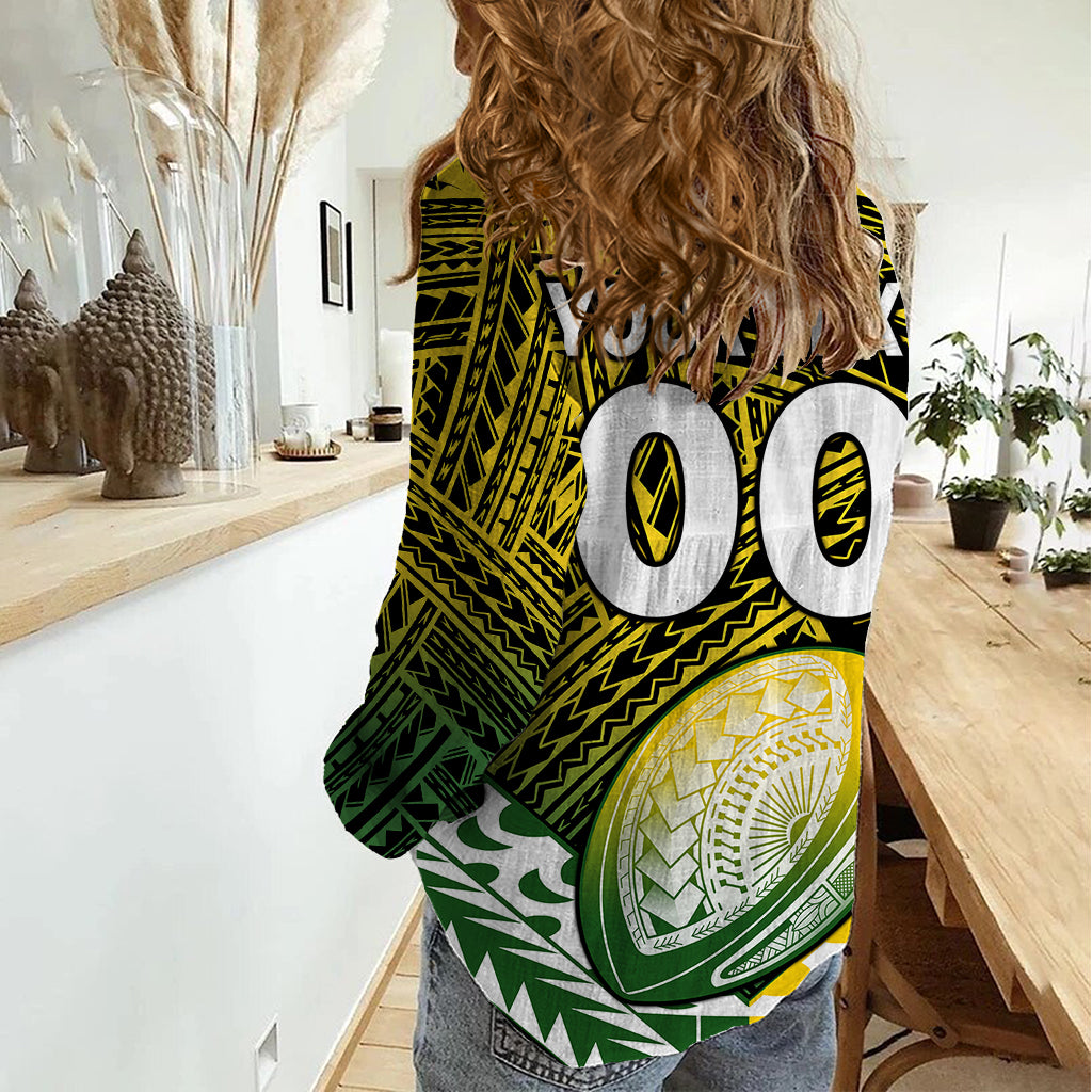 (Custom Text And Number) The Kuki's Cook Islands Rugby Women Casual Shirt Be Unique Vibe Black LT9 - Polynesian Pride
