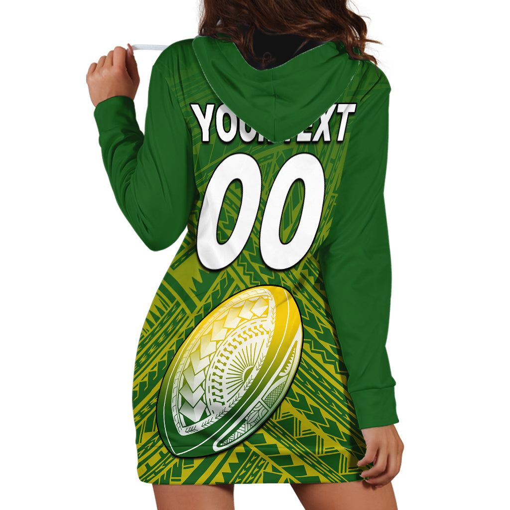 (Custom Text And Number) The Kuki's Cook Islands Rugby Hoodie Dress Be Unique Vibe Green LT9 - Polynesian Pride