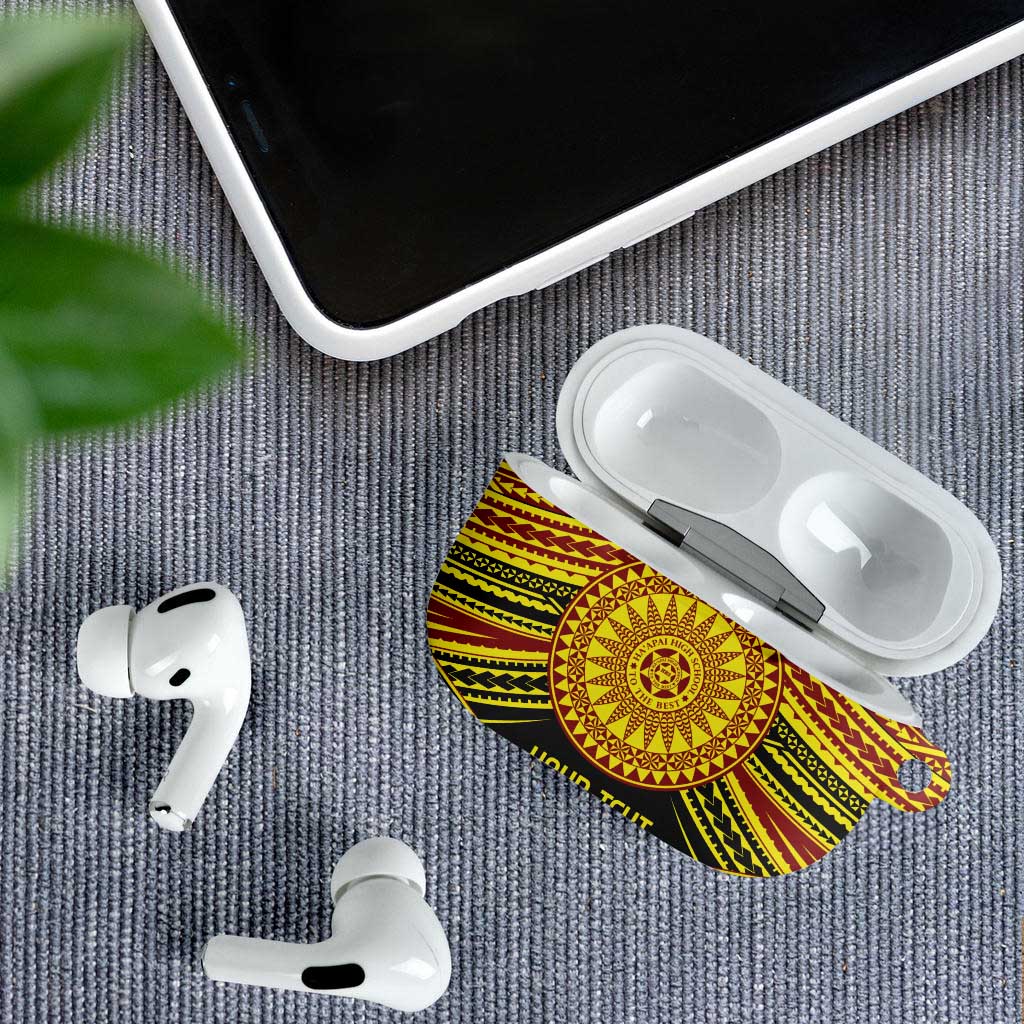 Personalised Tonga Ha apai High School AirPods Case Ngatu Fonulei Pattern - Polynesian Pride