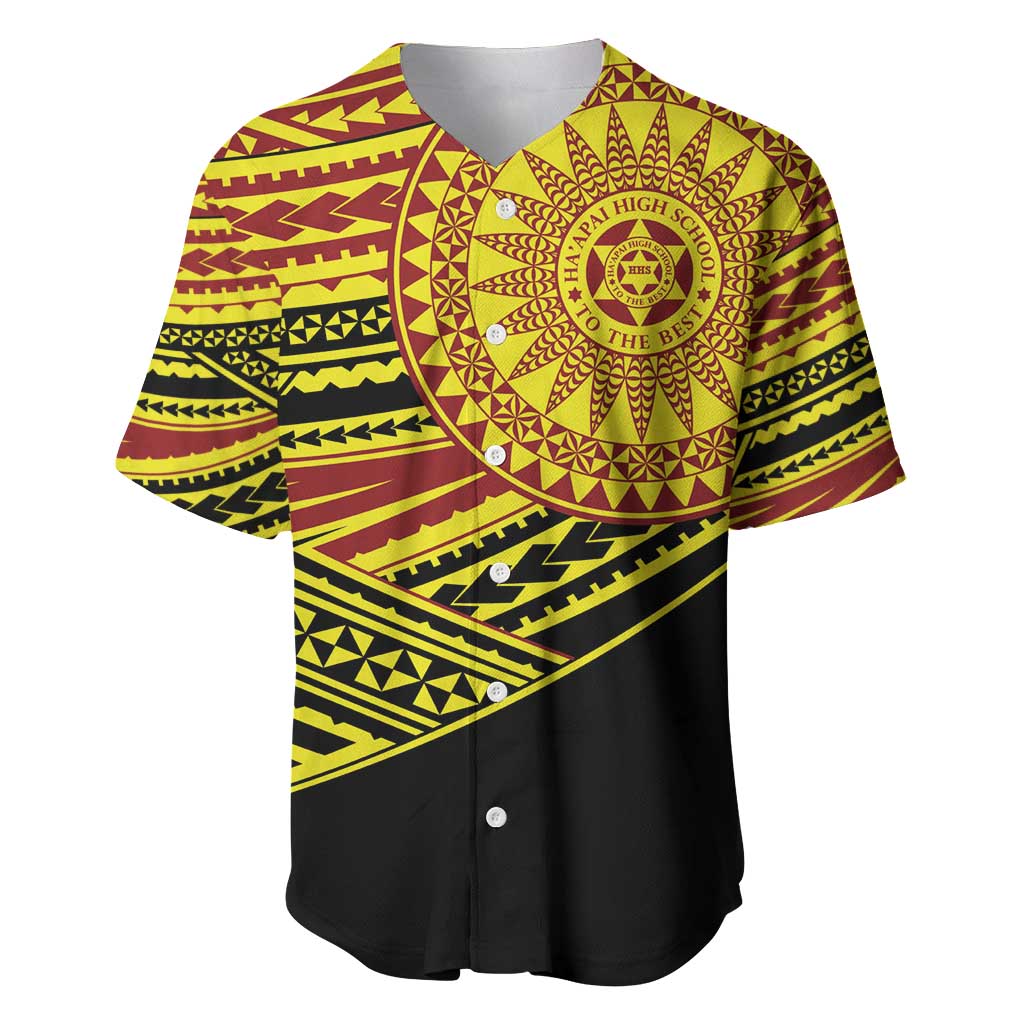 Personalised Tonga Ha apai High School Baseball Jersey Ngatu Fonulei Pattern
