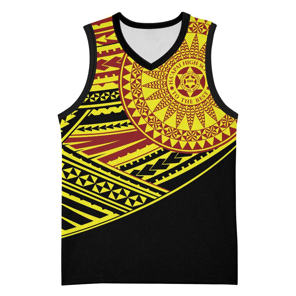 Personalised Tonga Ha apai High School Basketball Jersey Ngatu Fonulei Pattern - Polynesian Pride