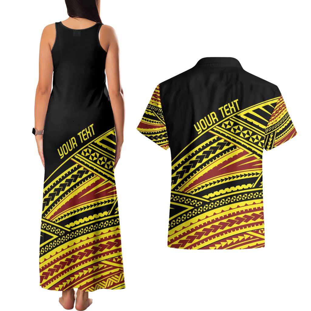 Personalised Tonga Ha apai High School Couples Matching Tank Maxi Dress and Hawaiian Shirt Ngatu Fonulei Pattern