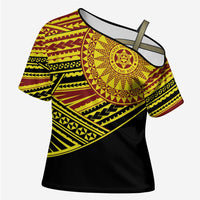 Personalised Tonga Ha apai High School Cross Shoulder Shirt Ngatu Fonulei Pattern LT9 Female Gold - Polynesian Pride
