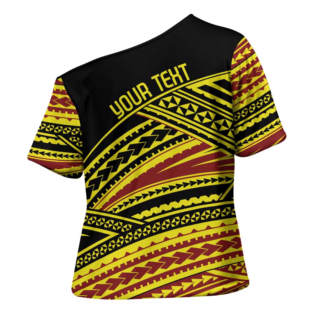 Personalised Tonga Ha apai High School Cross Shoulder Shirt Ngatu Fonulei Pattern LT9 - Polynesian Pride