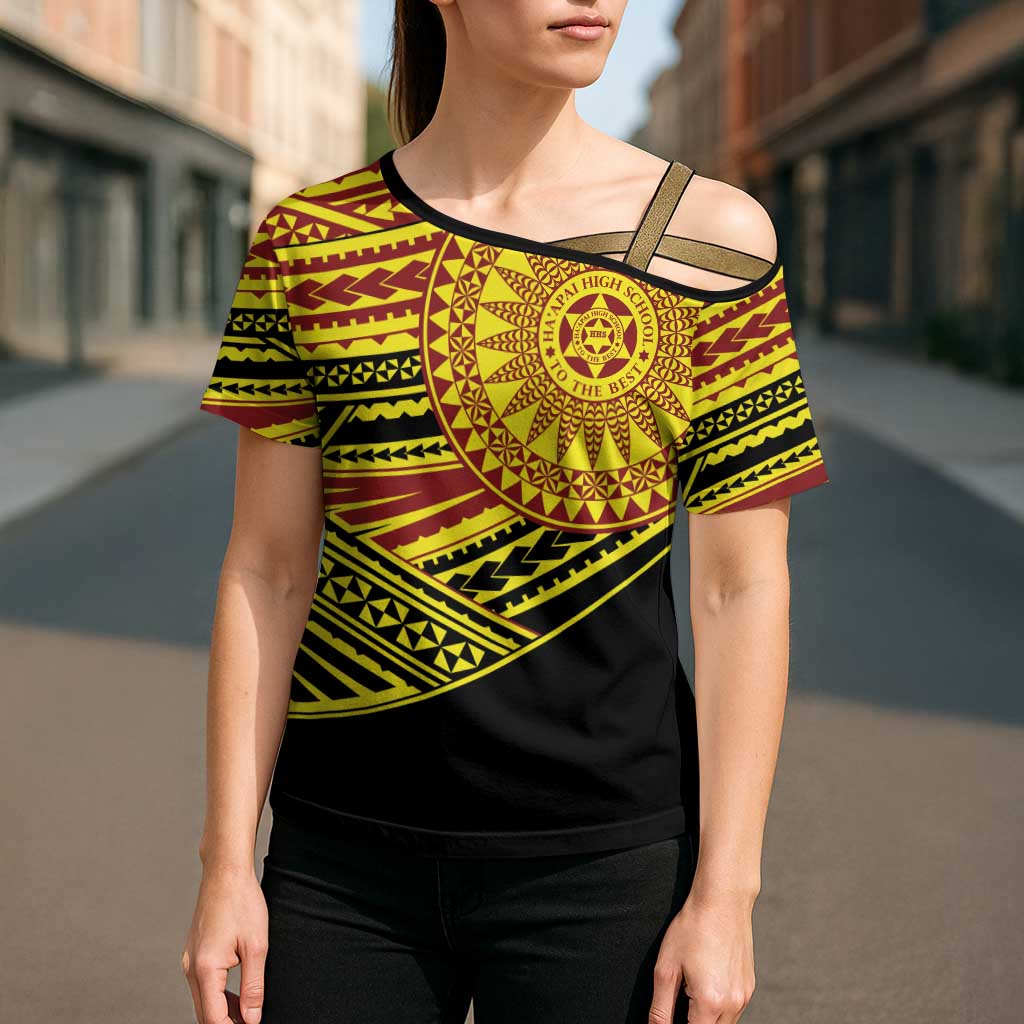 Personalised Tonga Ha apai High School Cross Shoulder Shirt Ngatu Fonulei Pattern LT9 - Polynesian Pride