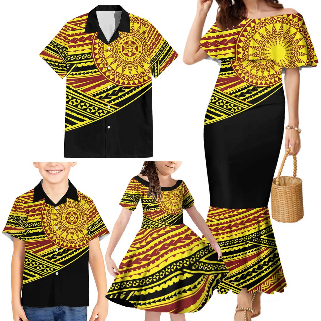 Personalised Tonga Ha apai High School Family Matching Mermaid Dress and Hawaiian Shirt Ngatu Fonulei Pattern LT9 - Polynesian Pride