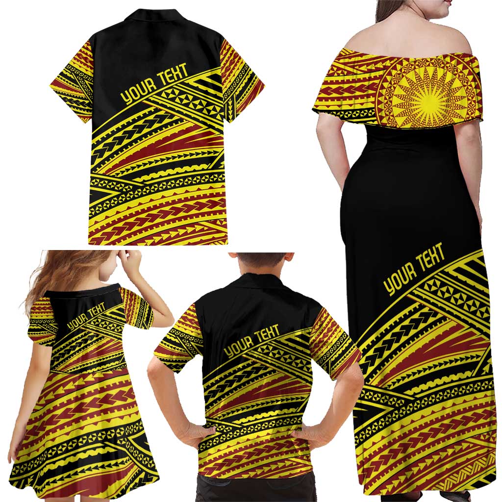 Personalised Tonga Ha apai High School Family Matching Off Shoulder Maxi Dress and Hawaiian Shirt Ngatu Fonulei Pattern LT9 - Polynesian Pride