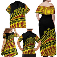Personalised Tonga Ha apai High School Family Matching Off Shoulder Maxi Dress and Hawaiian Shirt Ngatu Fonulei Pattern LT9 - Polynesian Pride