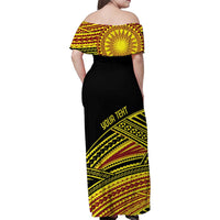 Personalised Tonga Ha apai High School Family Matching Off Shoulder Maxi Dress and Hawaiian Shirt Ngatu Fonulei Pattern LT9 - Polynesian Pride