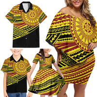 Personalised Tonga Ha apai High School Family Matching Off Shoulder Short Dress and Hawaiian Shirt Ngatu Fonulei Pattern LT9 - Polynesian Pride