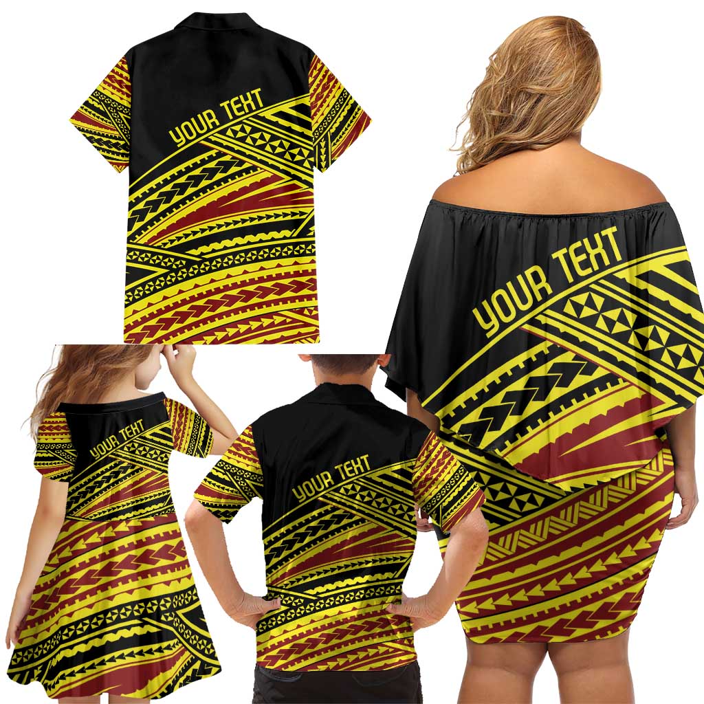 Personalised Tonga Ha apai High School Family Matching Off Shoulder Short Dress and Hawaiian Shirt Ngatu Fonulei Pattern LT9 - Polynesian Pride